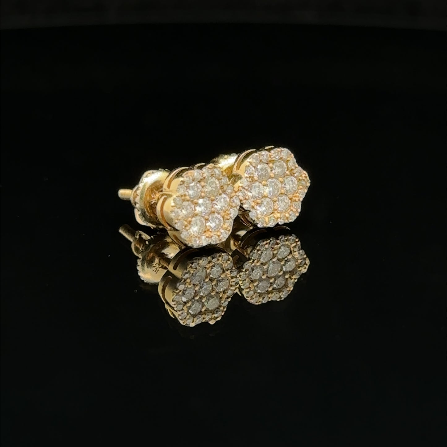 14k yellow gold and diamond flower Earrings