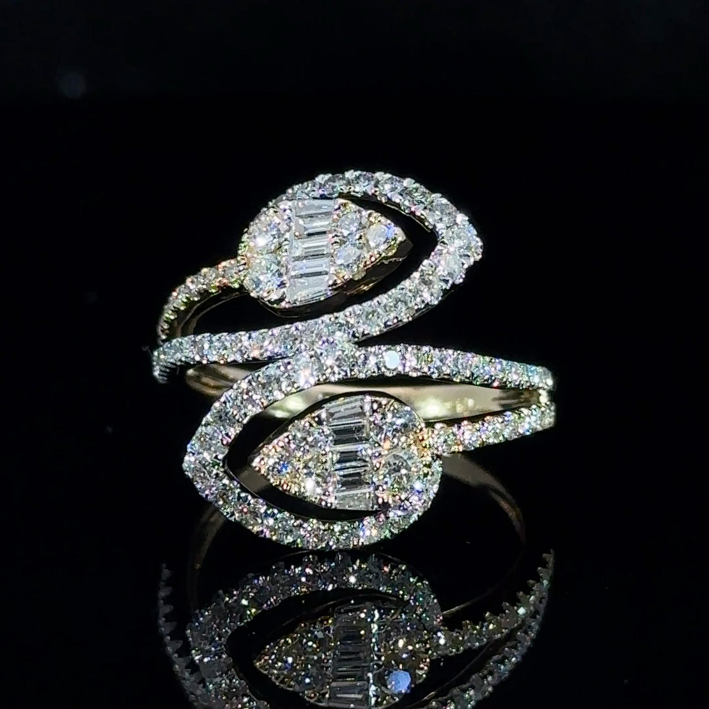 14k Two Tone White and Yellow gold and diamond Ring