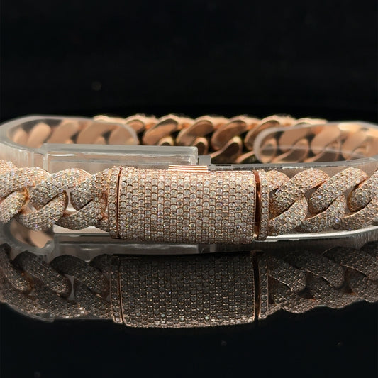 10k Rose gold and Diamond Pavé Cuban Bracelet