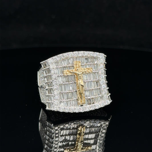 14k white gold and diamond Men`s Ring