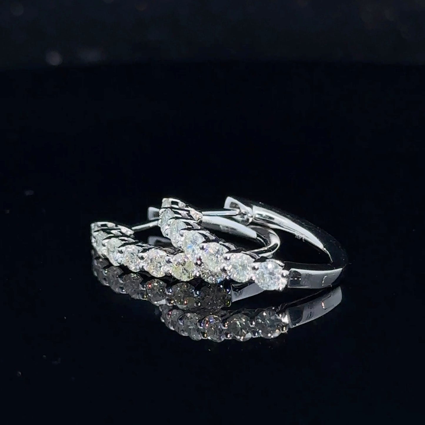 14k white gold and diamond Hoop Earrings