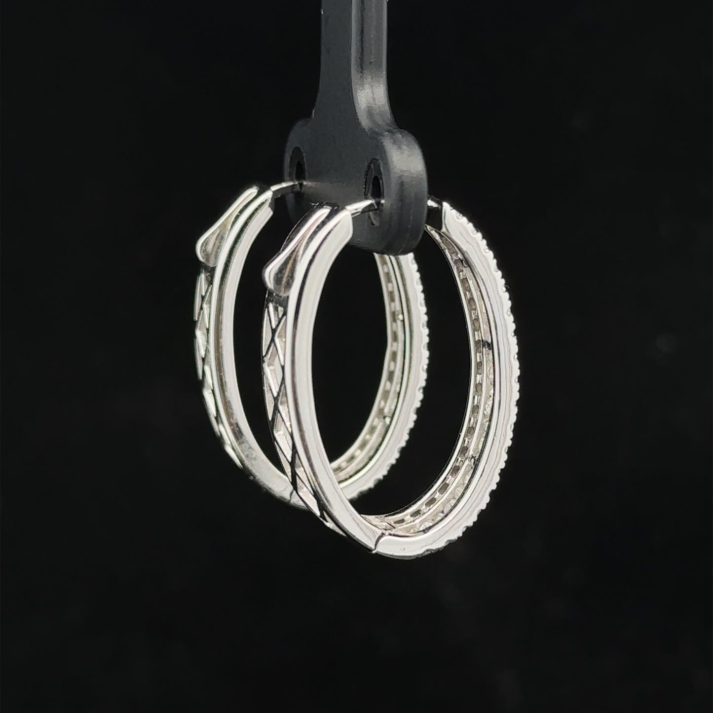 14k white gold and diamond Hoop Earrings