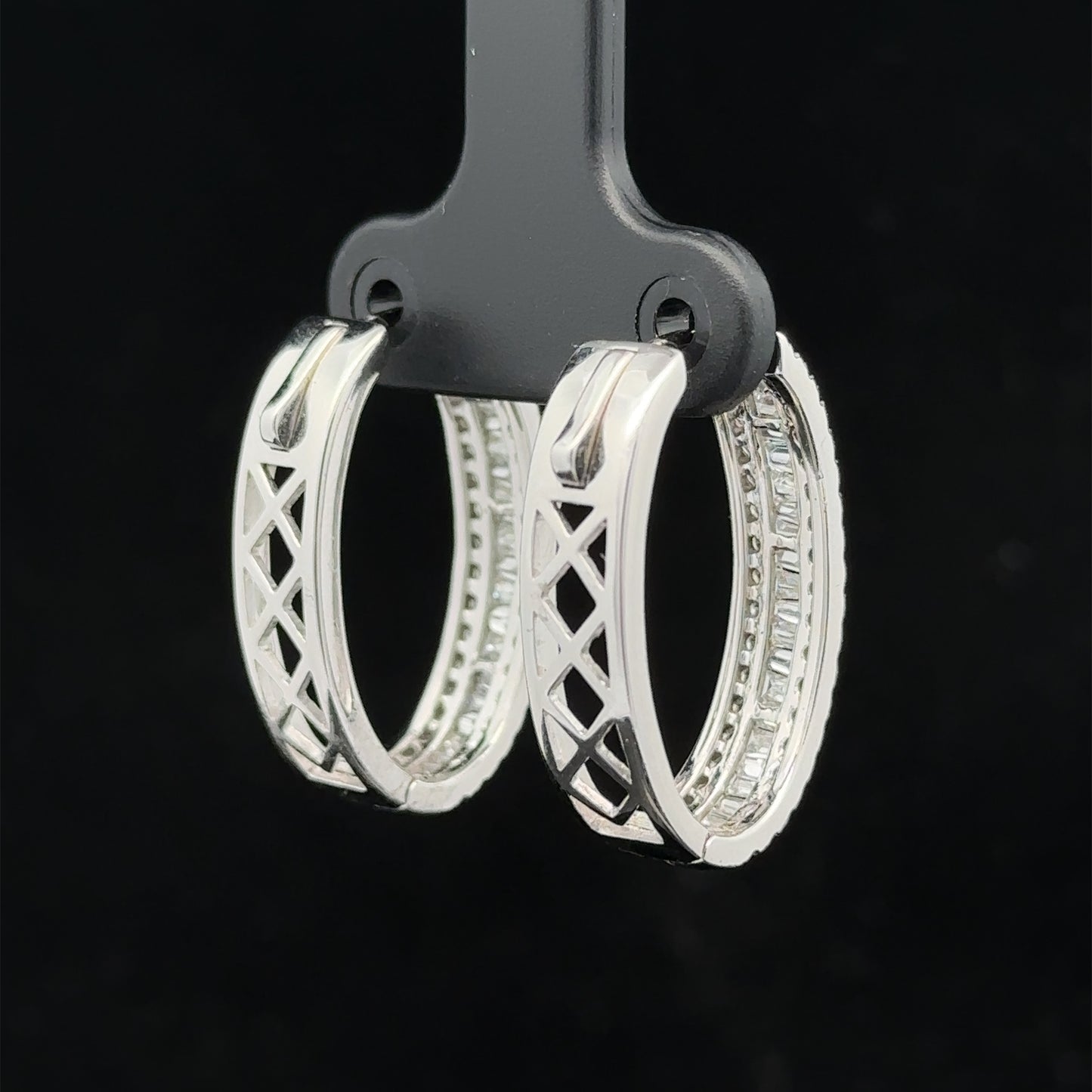 14k white gold and diamond Hoop Earrings