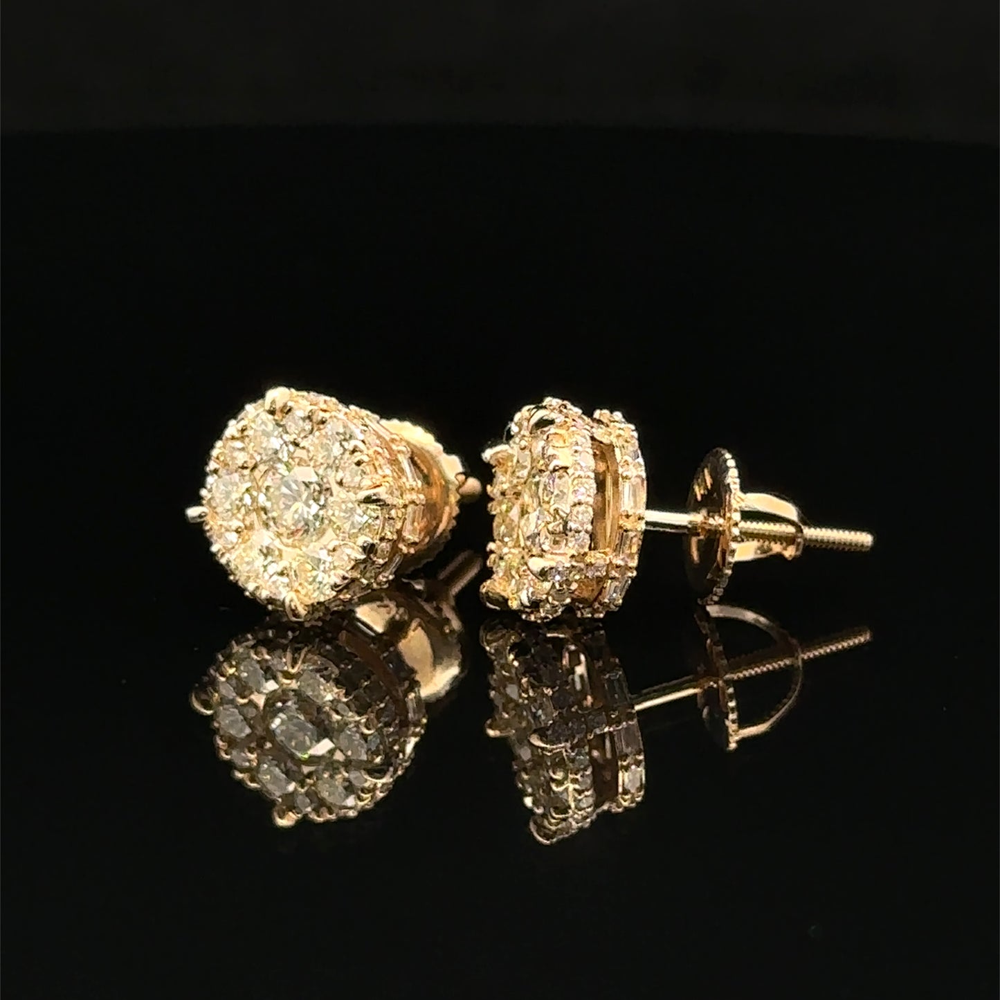 14k Yellow Gold and Diamond Earrings