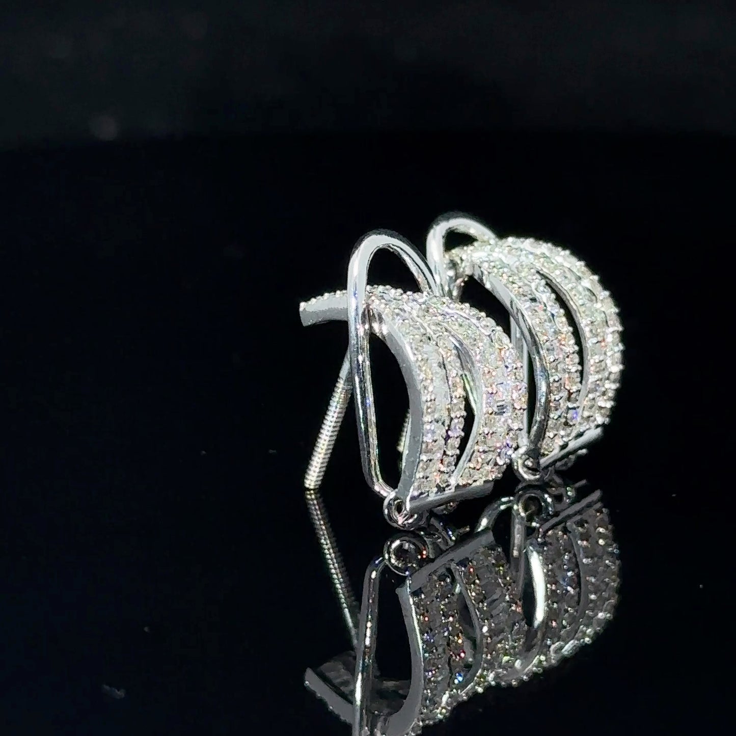 14k white gold and diamond Hoop Earrings