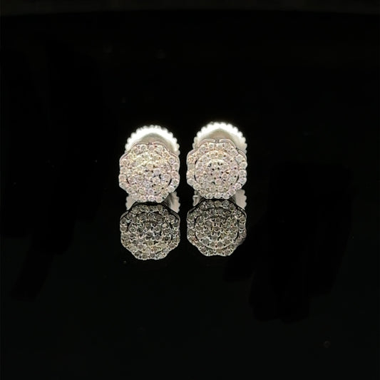 14k white gold and diamond flower earrings