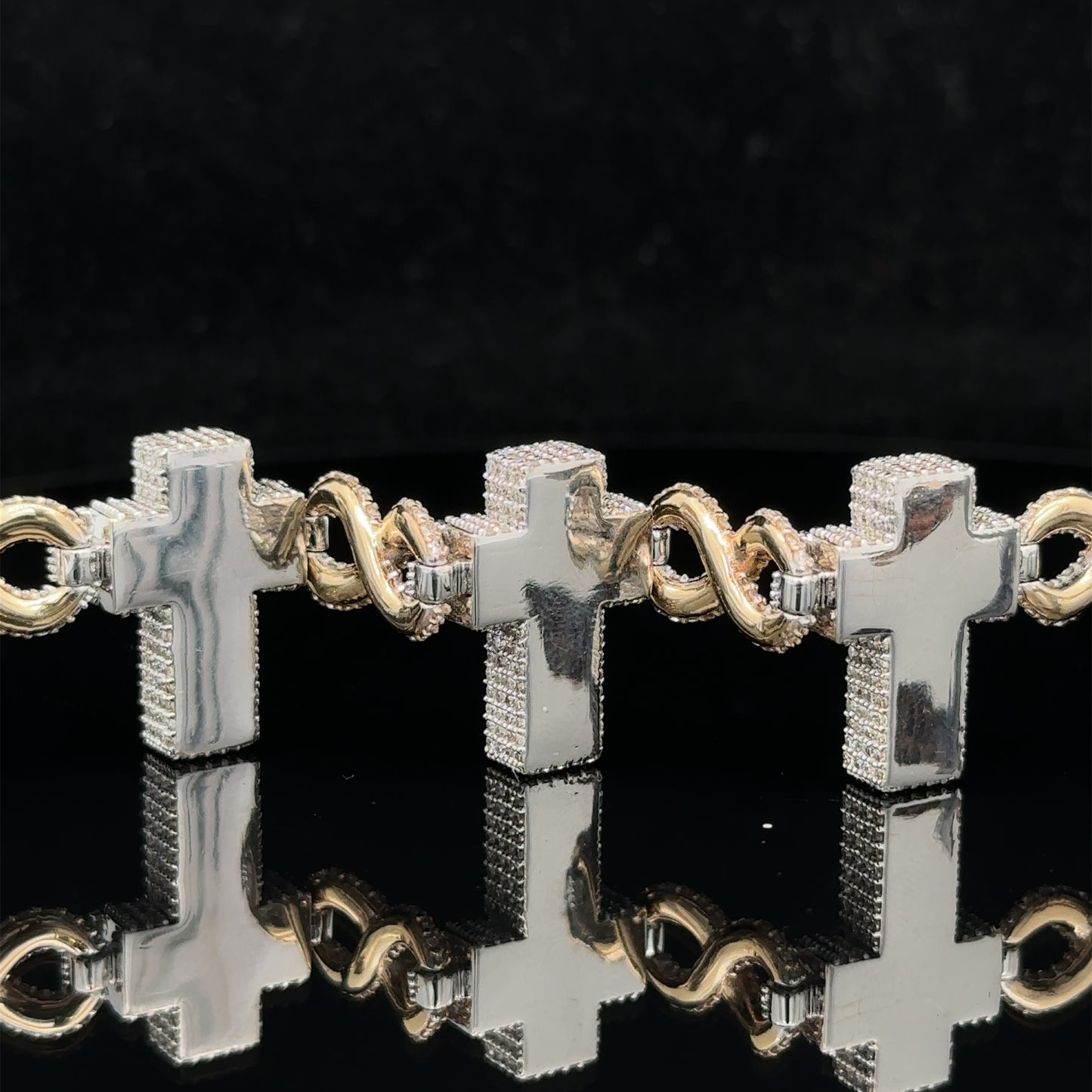 14k gold and diamond Cross Bracelet (Pre-order)