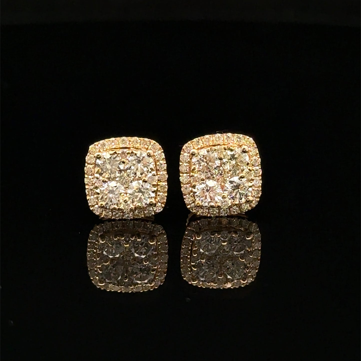 14k Yellow Gold and Diamond Earrings