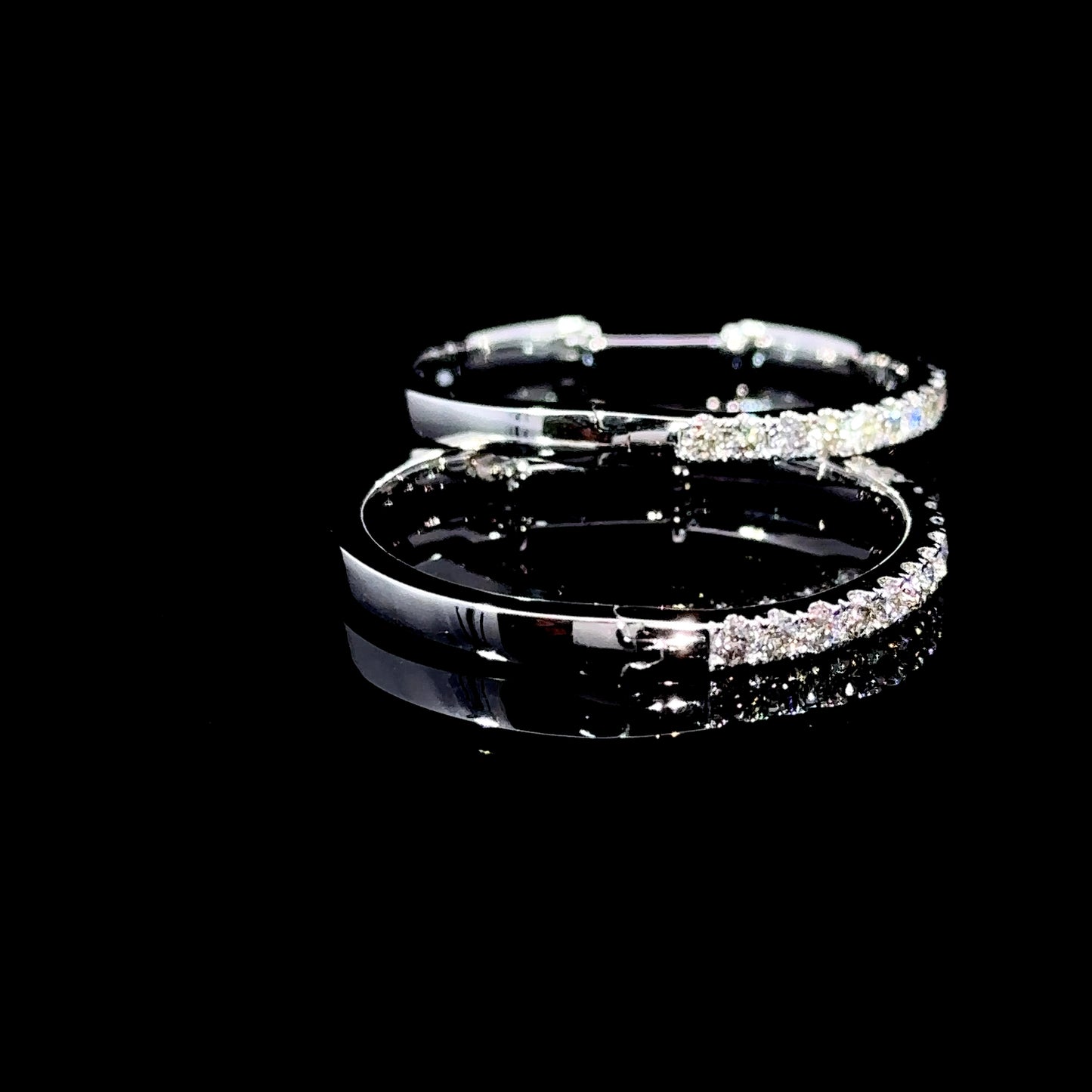 10k white gold and diamond Hoop Earrings