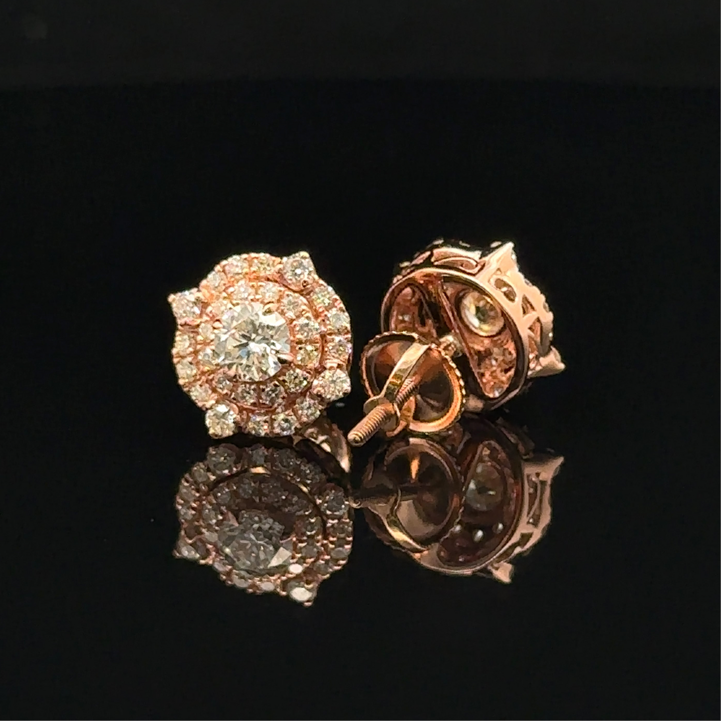 14K Rose Gold Diamond Stud Earrings – Elegant Sparkle