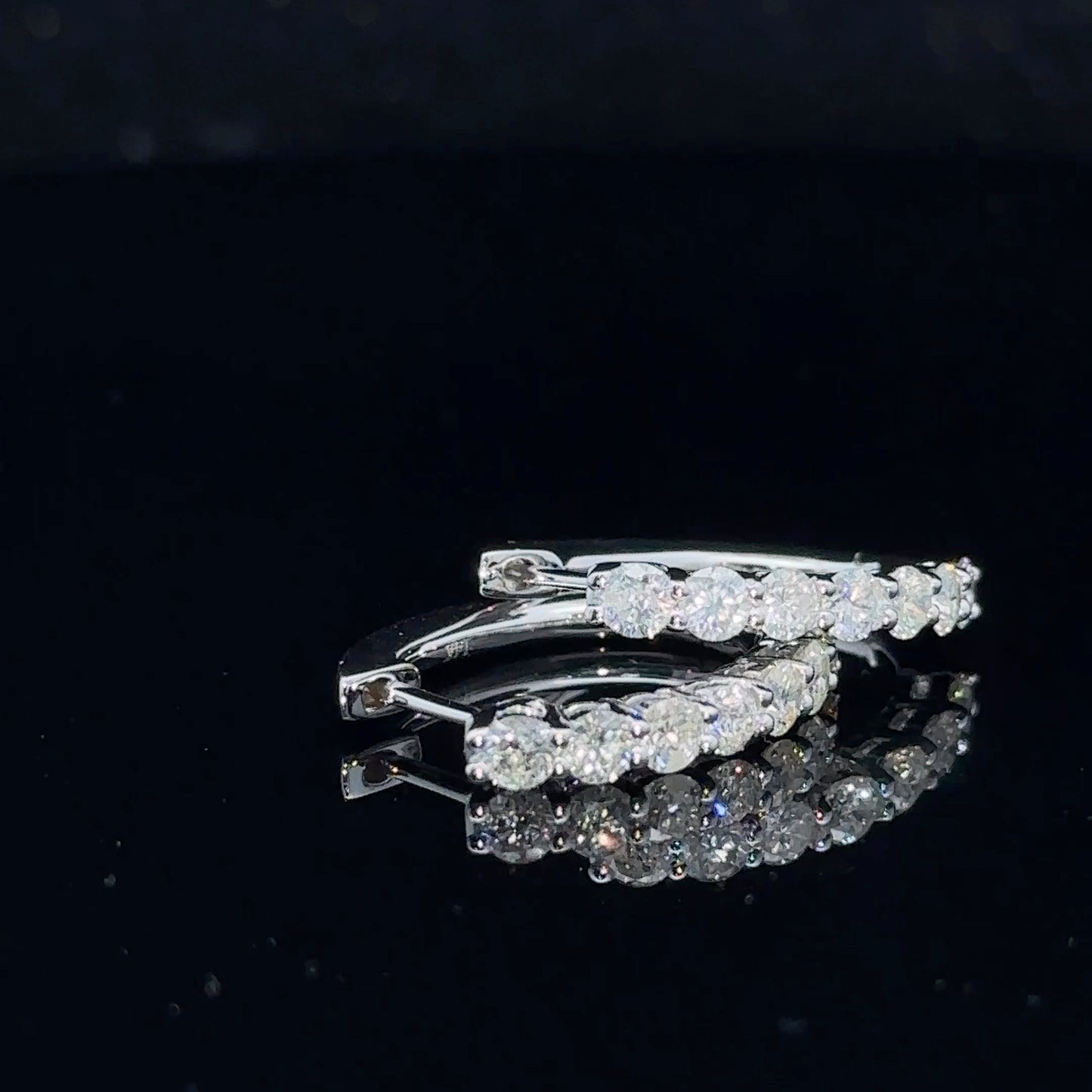 14k white gold and diamond Hoop Earrings
