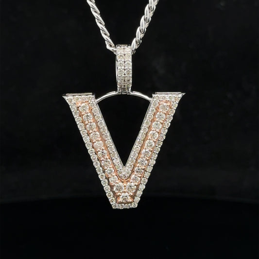 14k gold & diamond V Initial Pendant