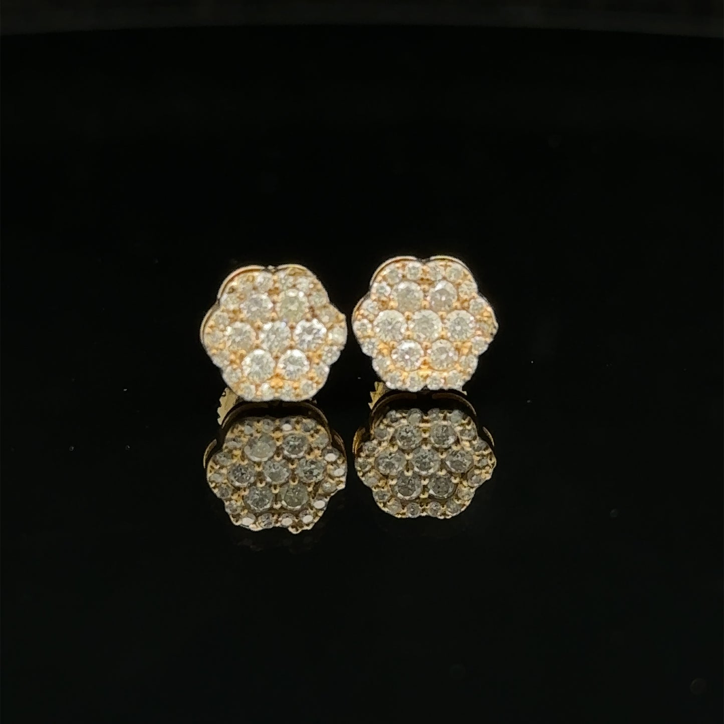 14k yellow gold and diamond flower Earrings