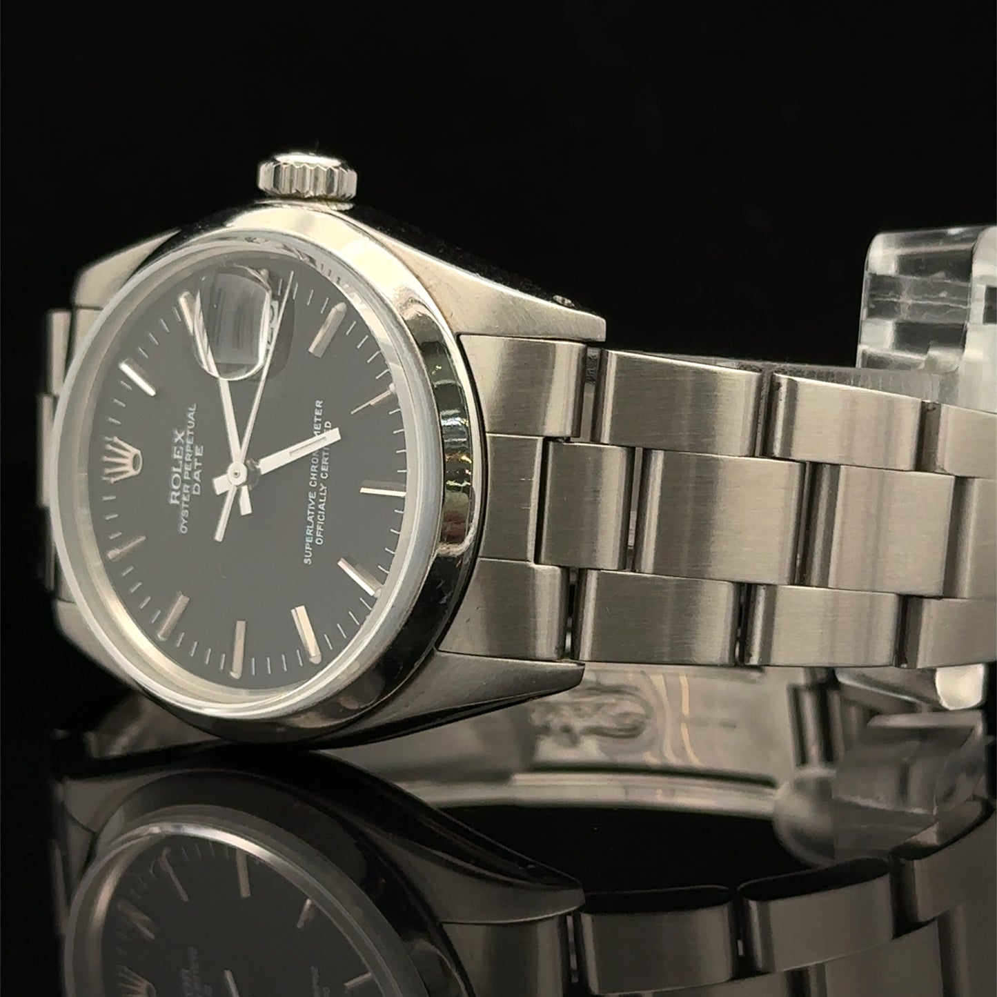 34mm Rolex Date Watch with stainless steel oyster band