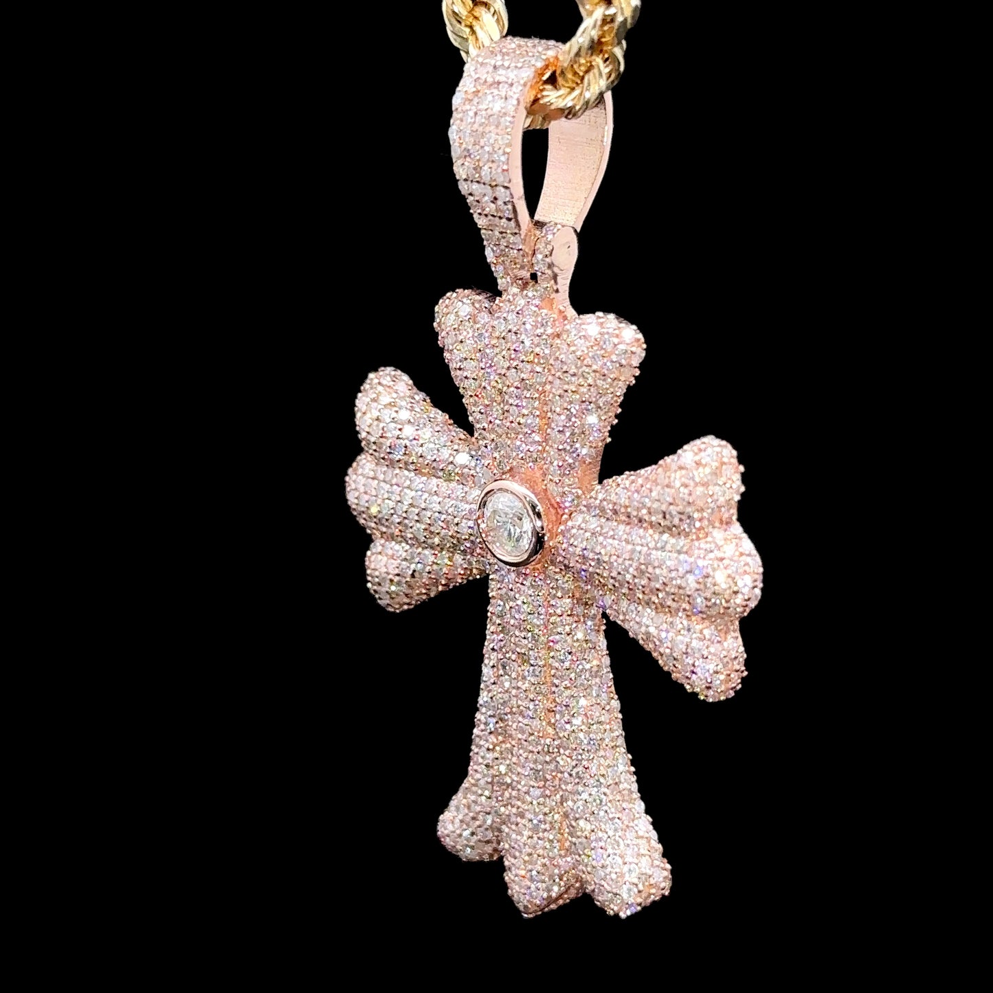 14k Rose gold and diamond Cross Pendant