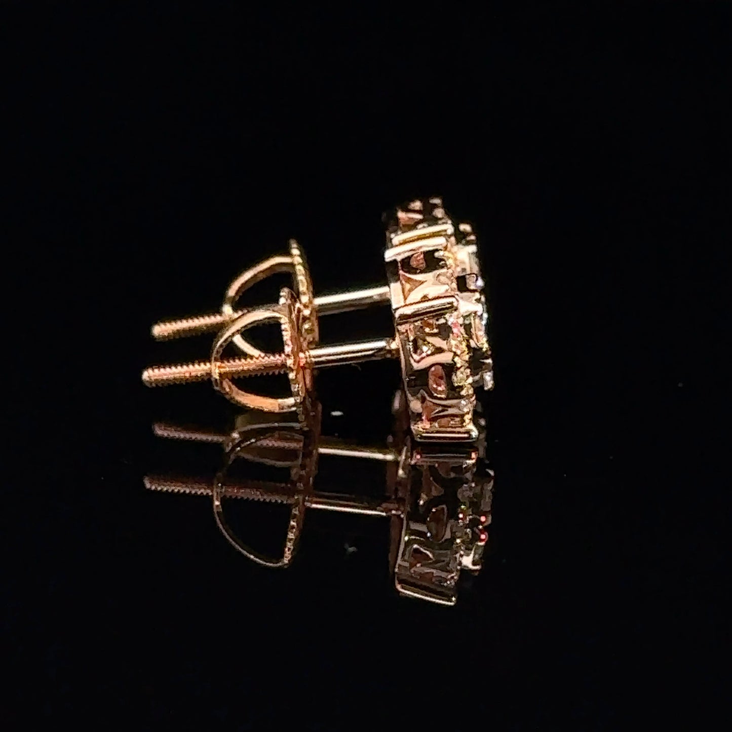 14K Rose Gold Natural Earth Mined Diamond Earrings