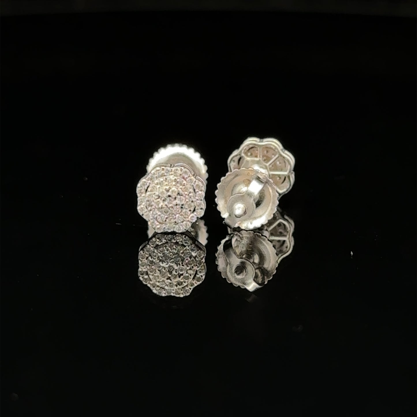 14k white gold and diamond flower earrings