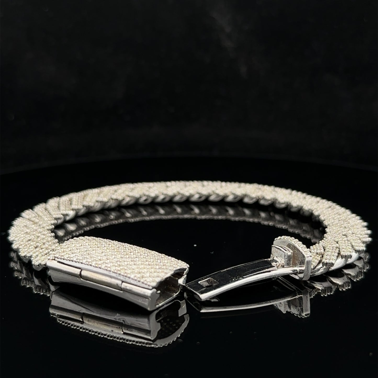 14k White Gold and Diamond Miami Cuban Bracelet