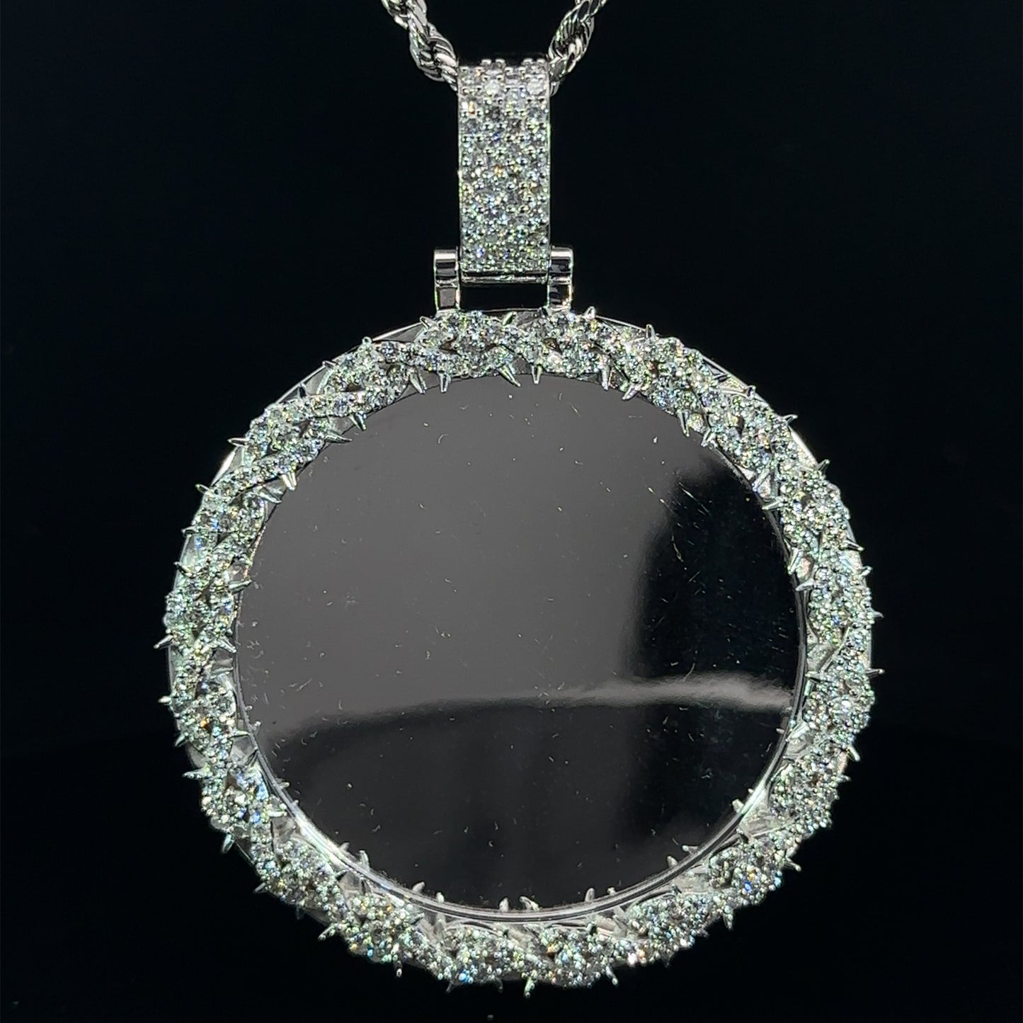 14k white gold and diamond Picture Pendant