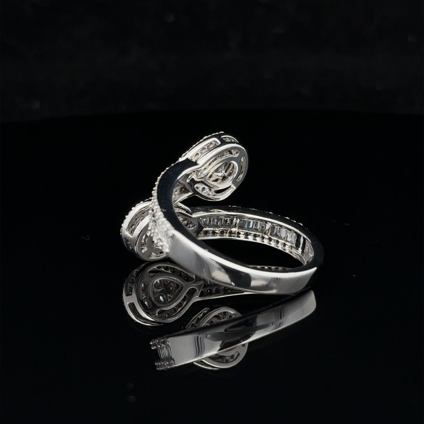 14k white gold and diamond Twin Pear shaped Ring