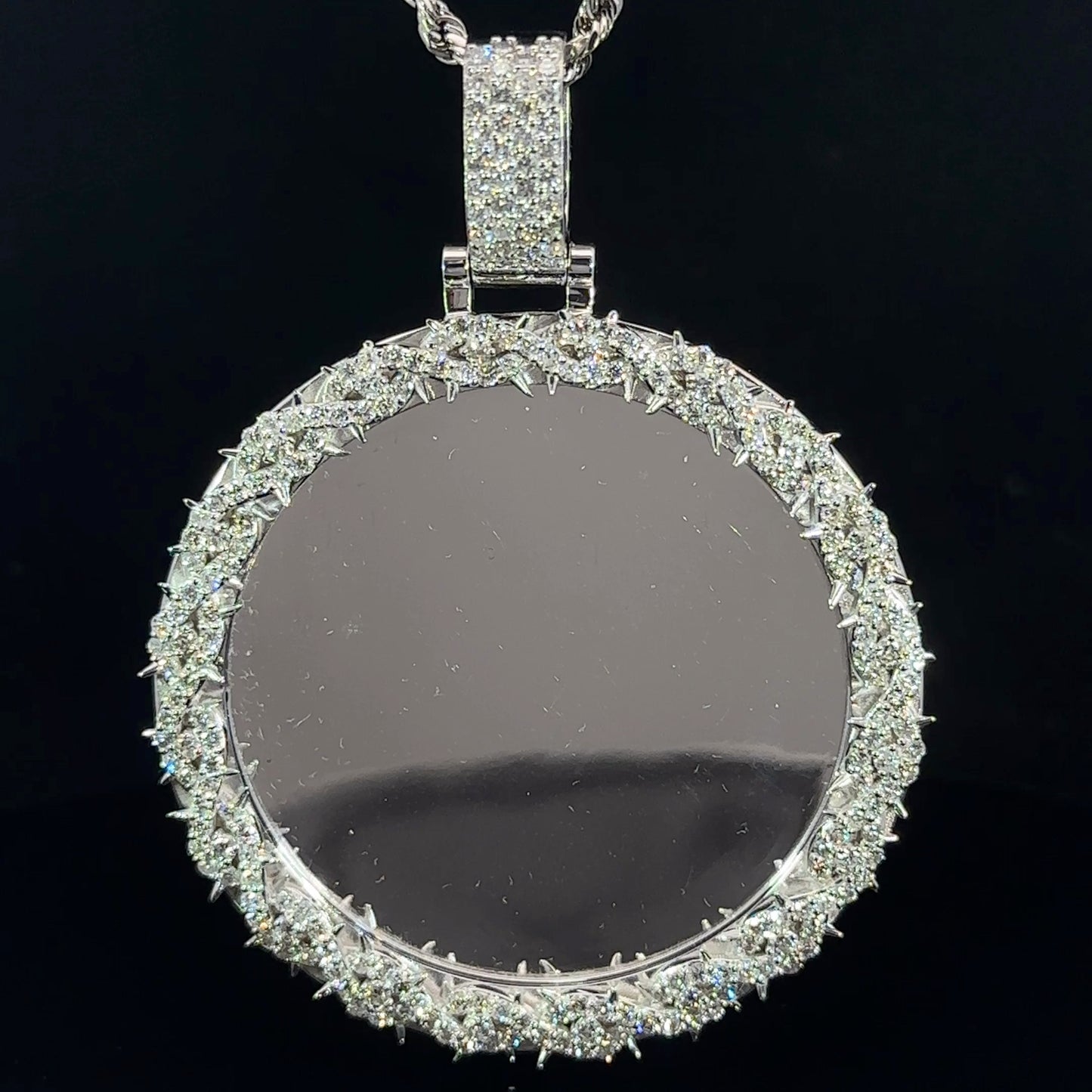 14k white gold and diamond Picture Pendant