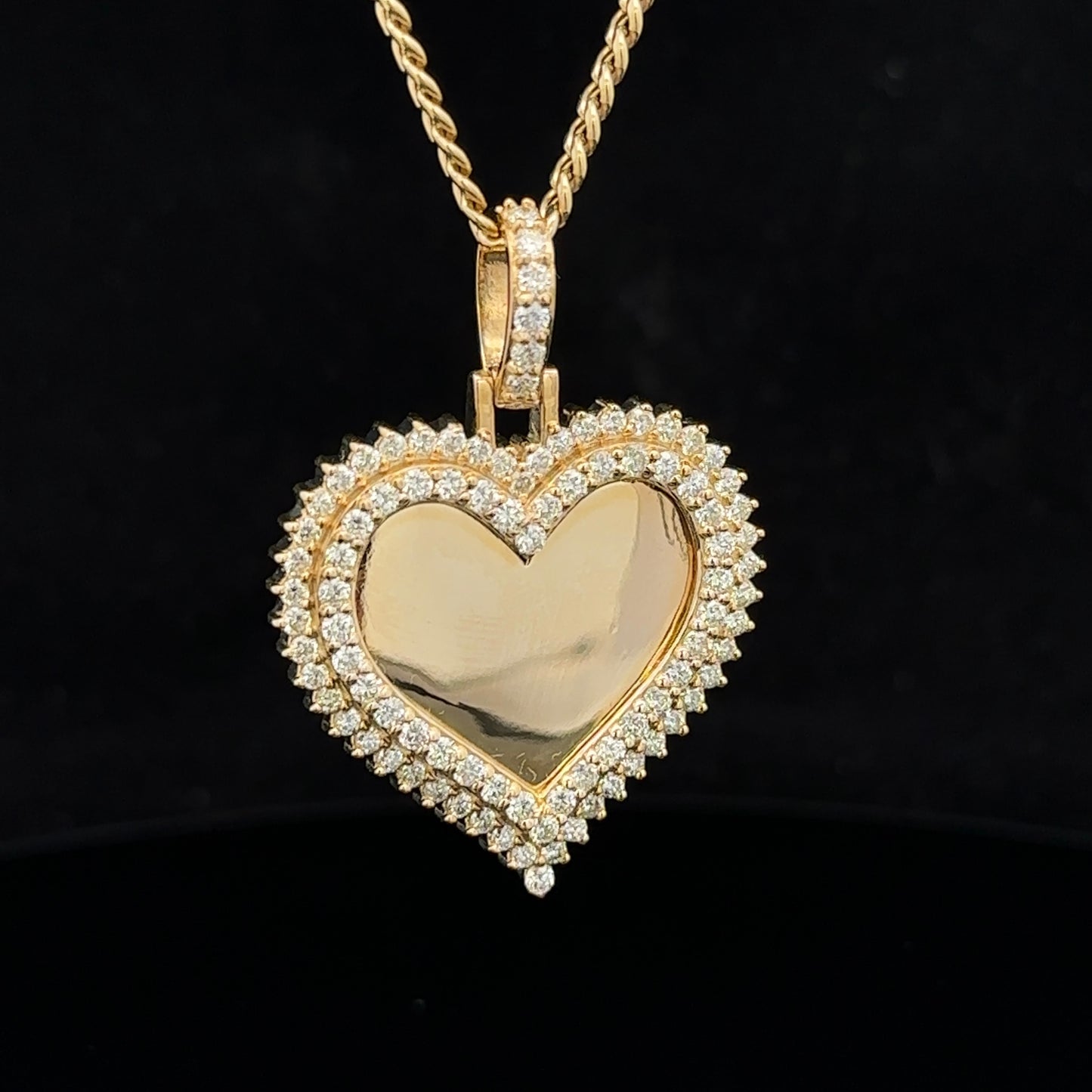 14k yellow gold and diamond Heart Shaped Picture pendant