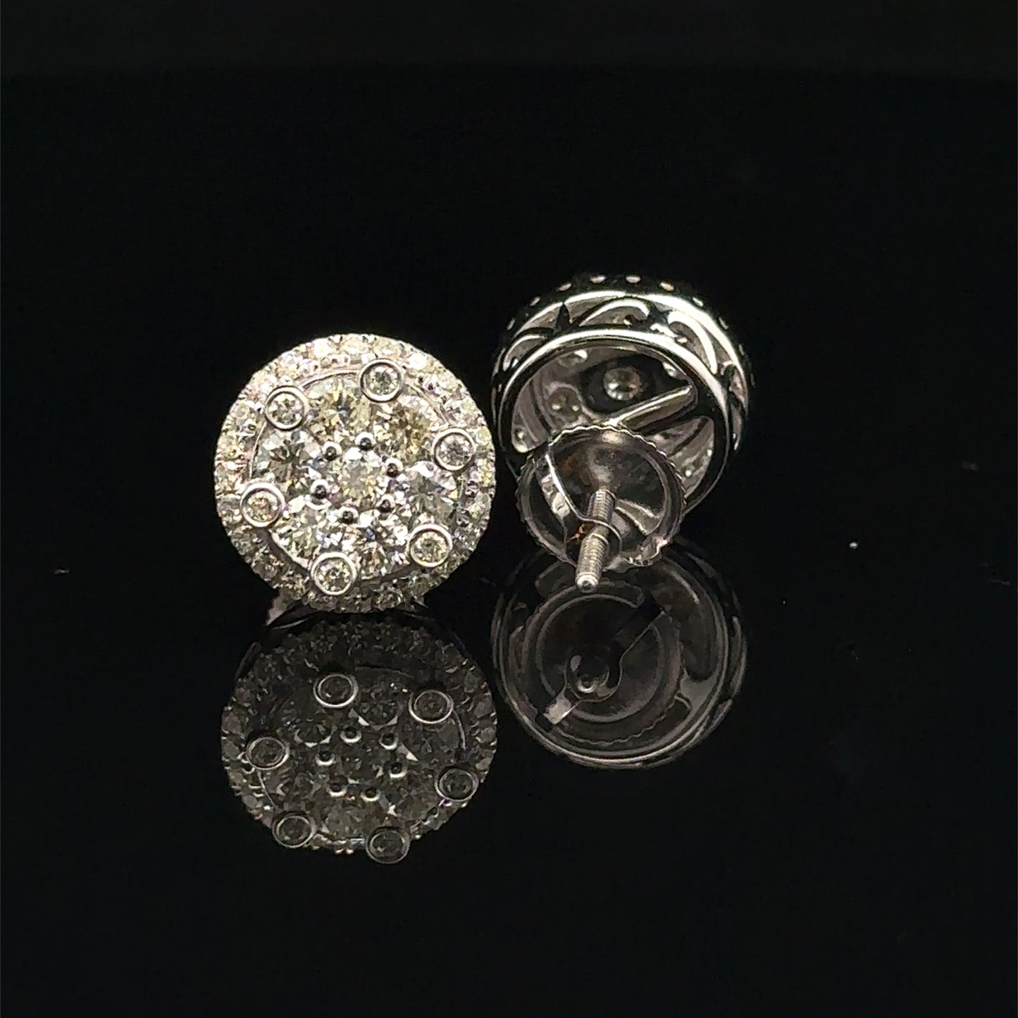 14K White Gold Jumbo Natural Diamond Earrings