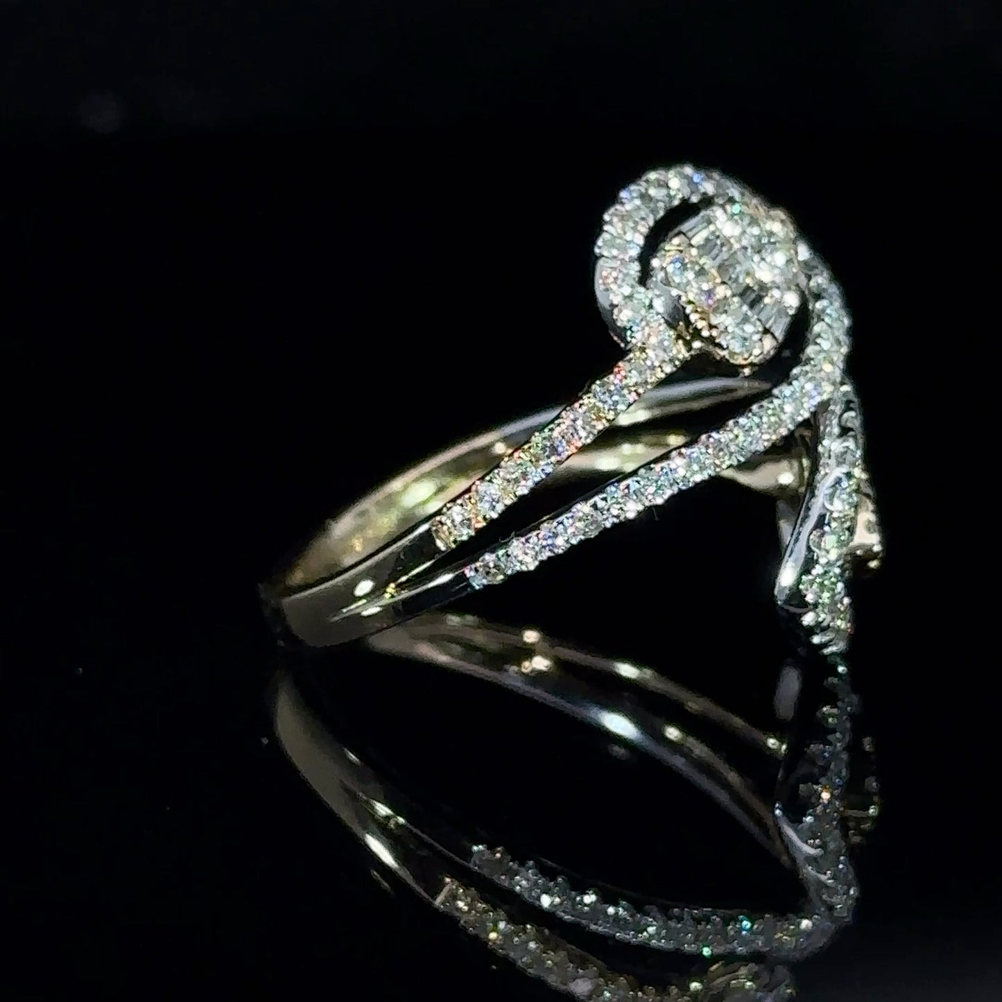 14k Two Tone White and Yellow gold and diamond Ring