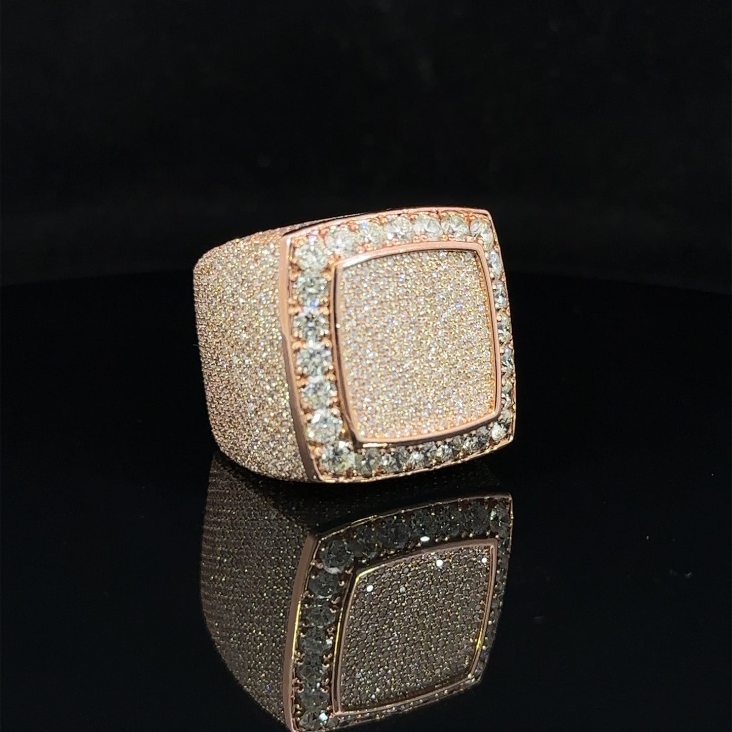 14k rose gold and diamond Men`s Ring