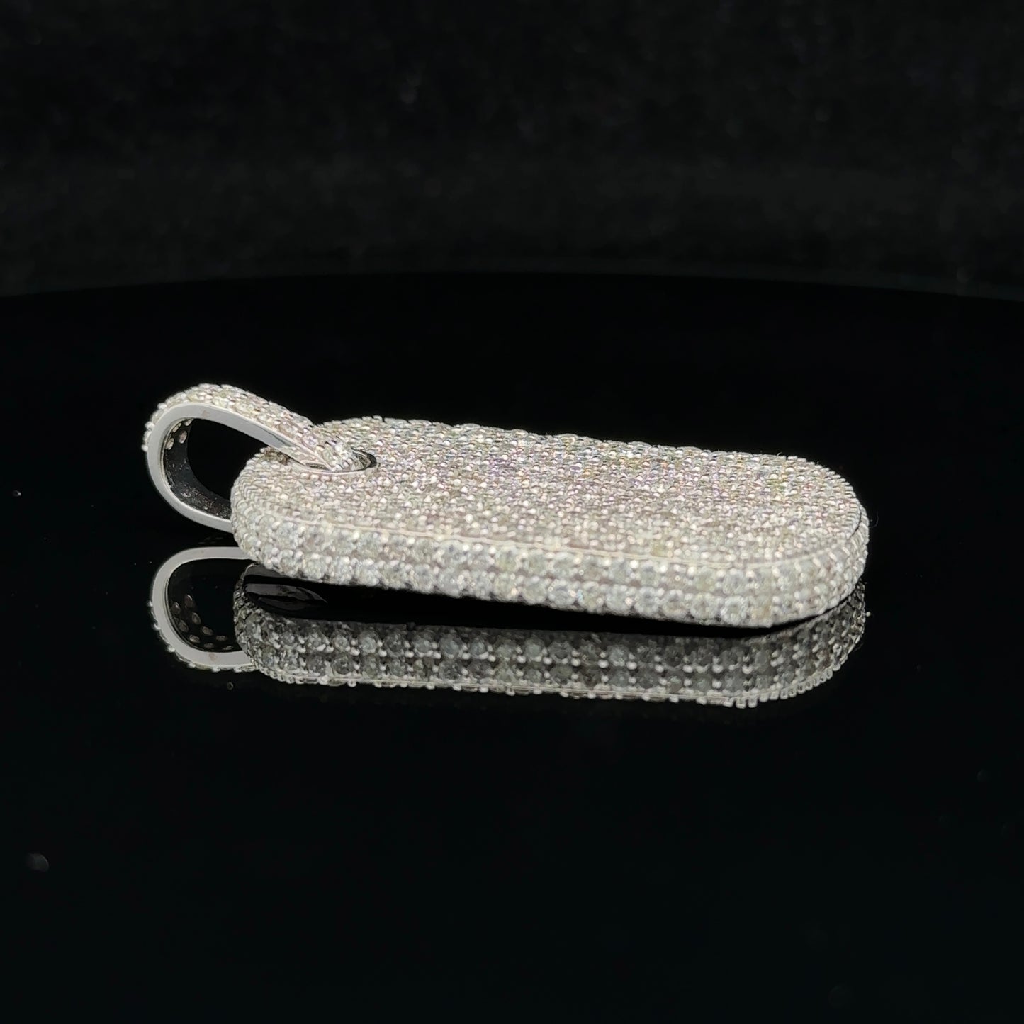 14k white gold and diamond Dog Tag Pendant