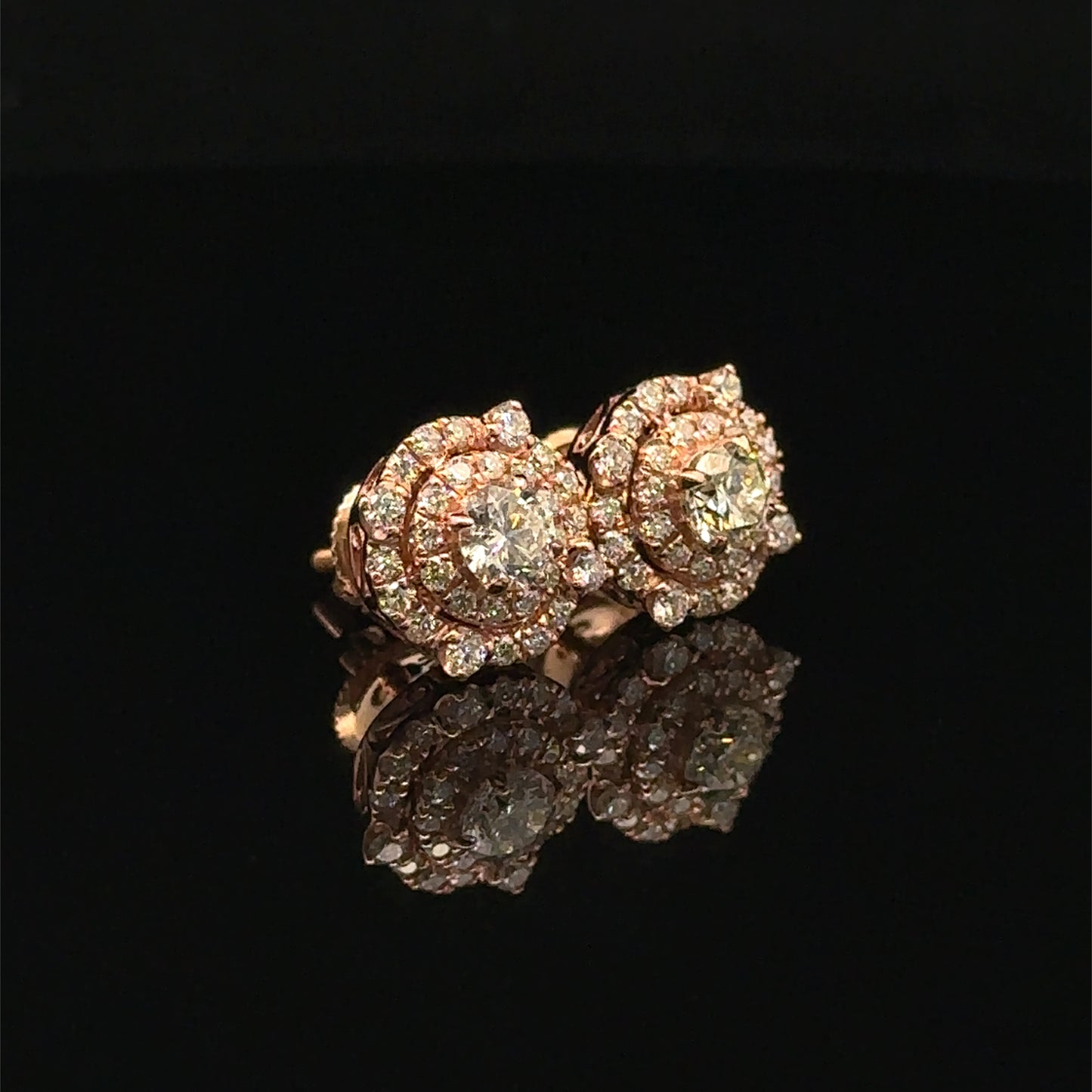 14K Rose Gold Diamond Stud Earrings – Elegant Sparkle