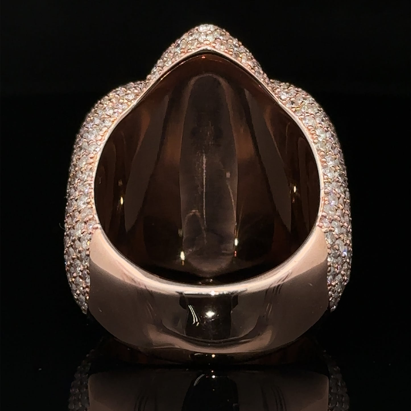 Rose gold and diamond Cross Ring with Pink Fancy Pear Gem Stones