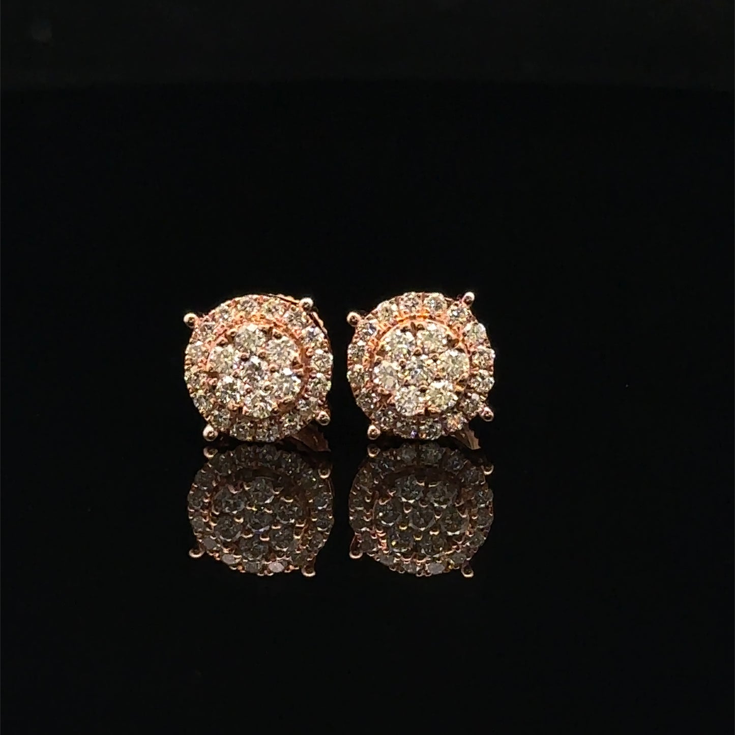 14K Rose Gold Natural Earth Mined Diamond Earrings