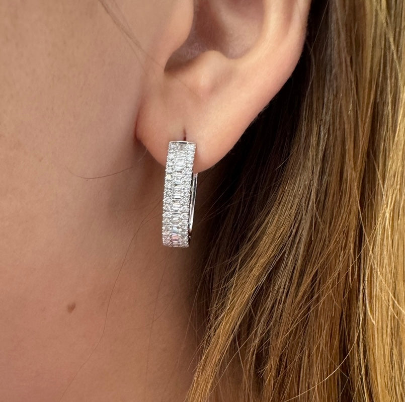 14k white gold and diamond Hoop Earrings