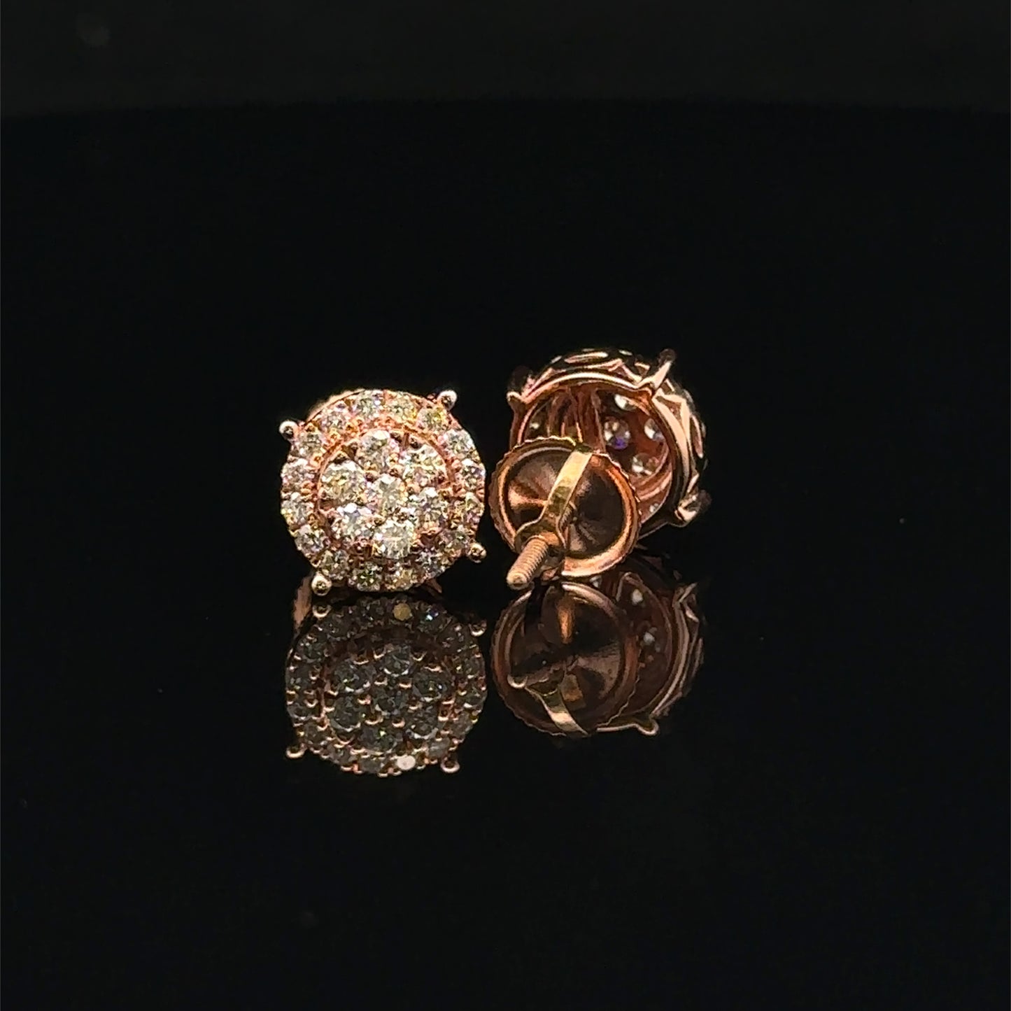 14K Rose Gold Natural Earth Mined Diamond Earrings