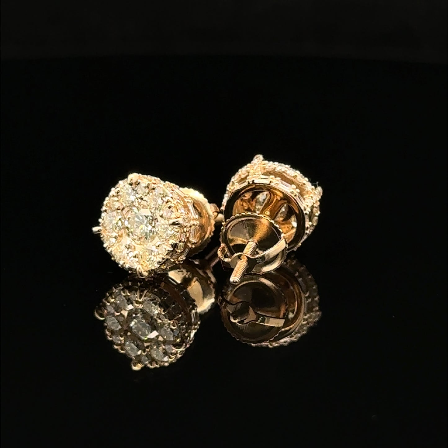 14k Yellow Gold and Diamond Earrings