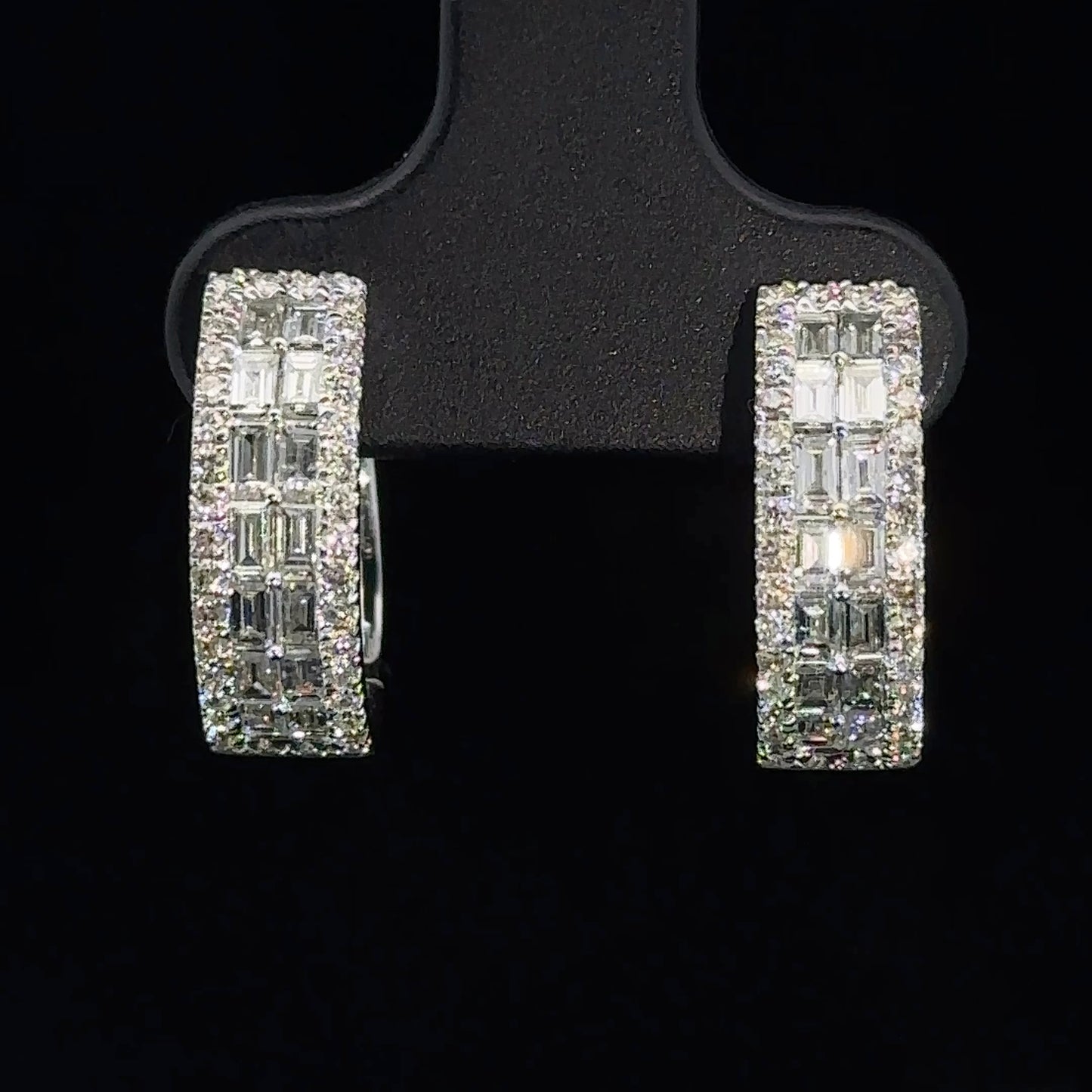 14k white gold and diamond Hoop Earrings