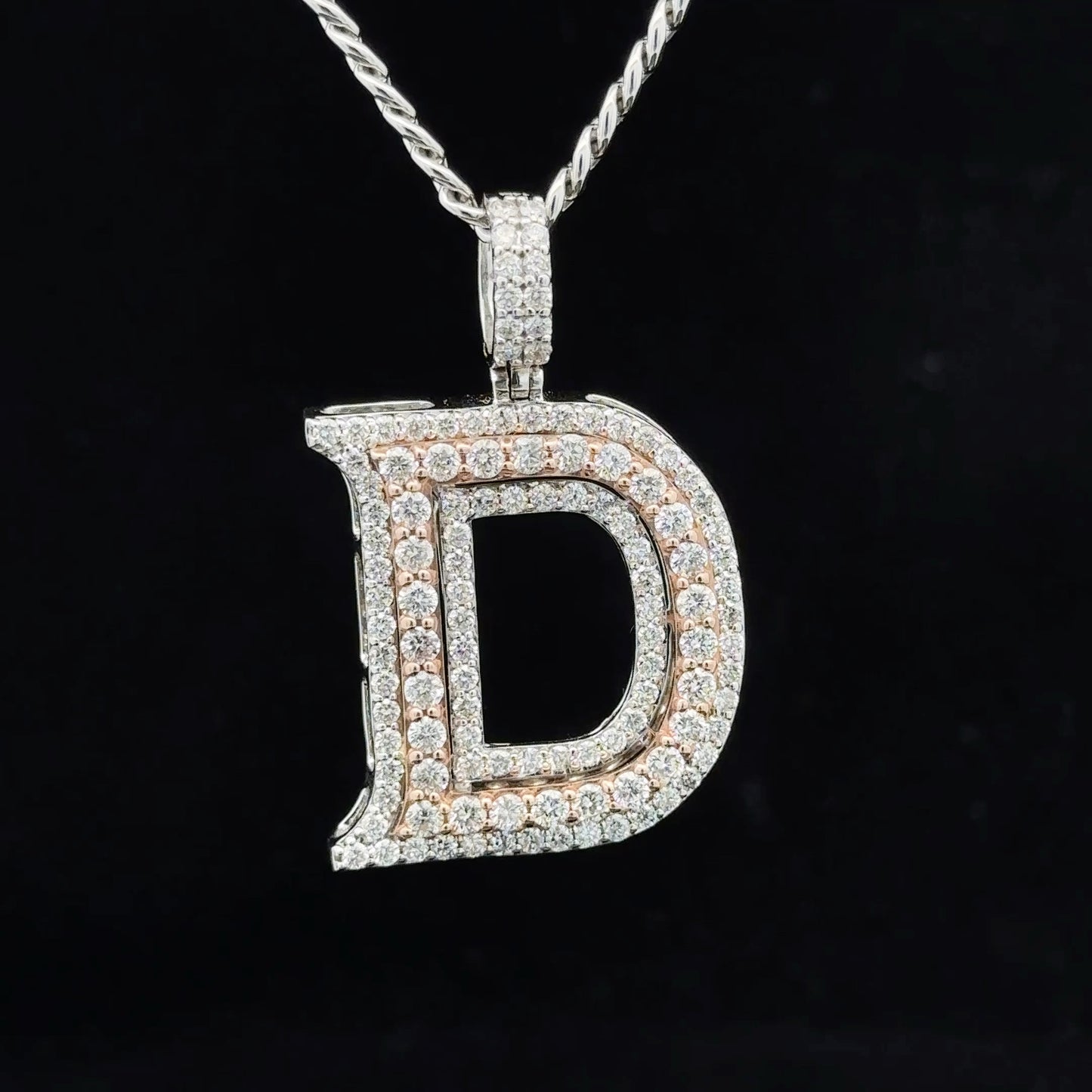 14k gold & diamond D Initial Pendant