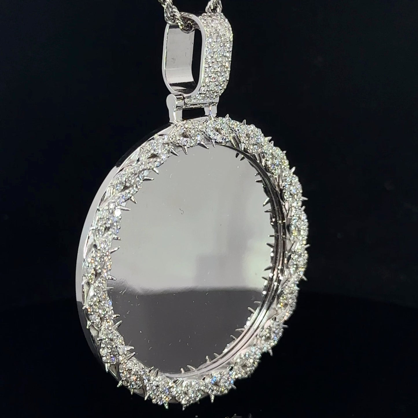 14k white gold and diamond Picture Pendant