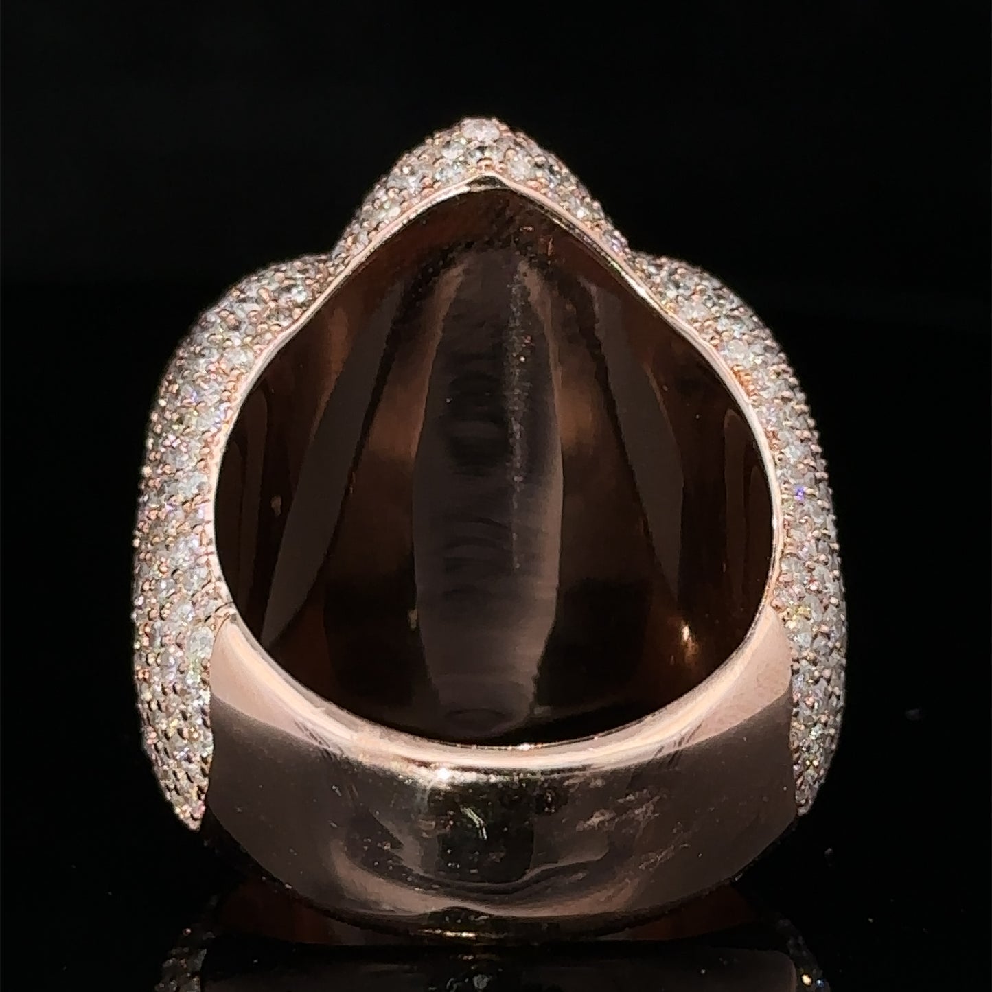 Rose gold and diamond Cross Ring with Fancy Blue Pear Cut Gem Stones