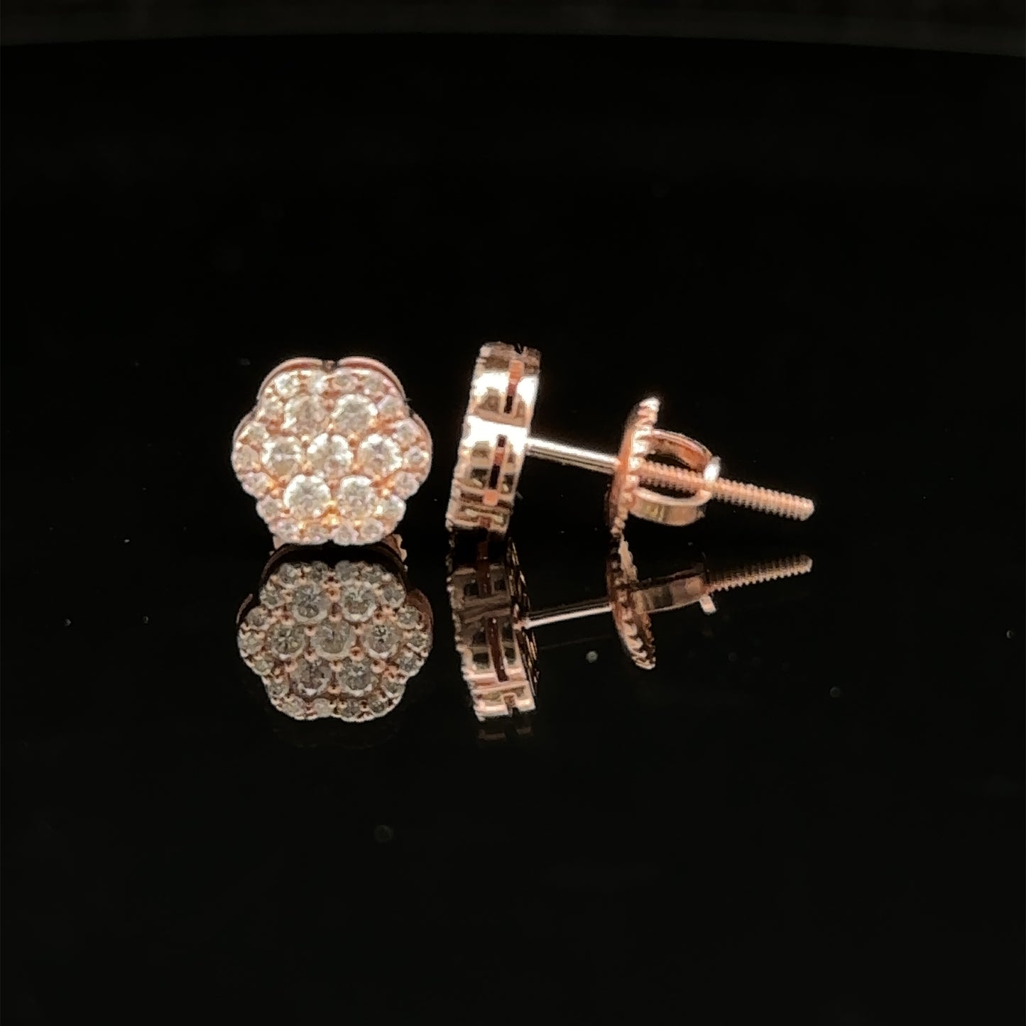 14k rose gold and diamond flower Earrings