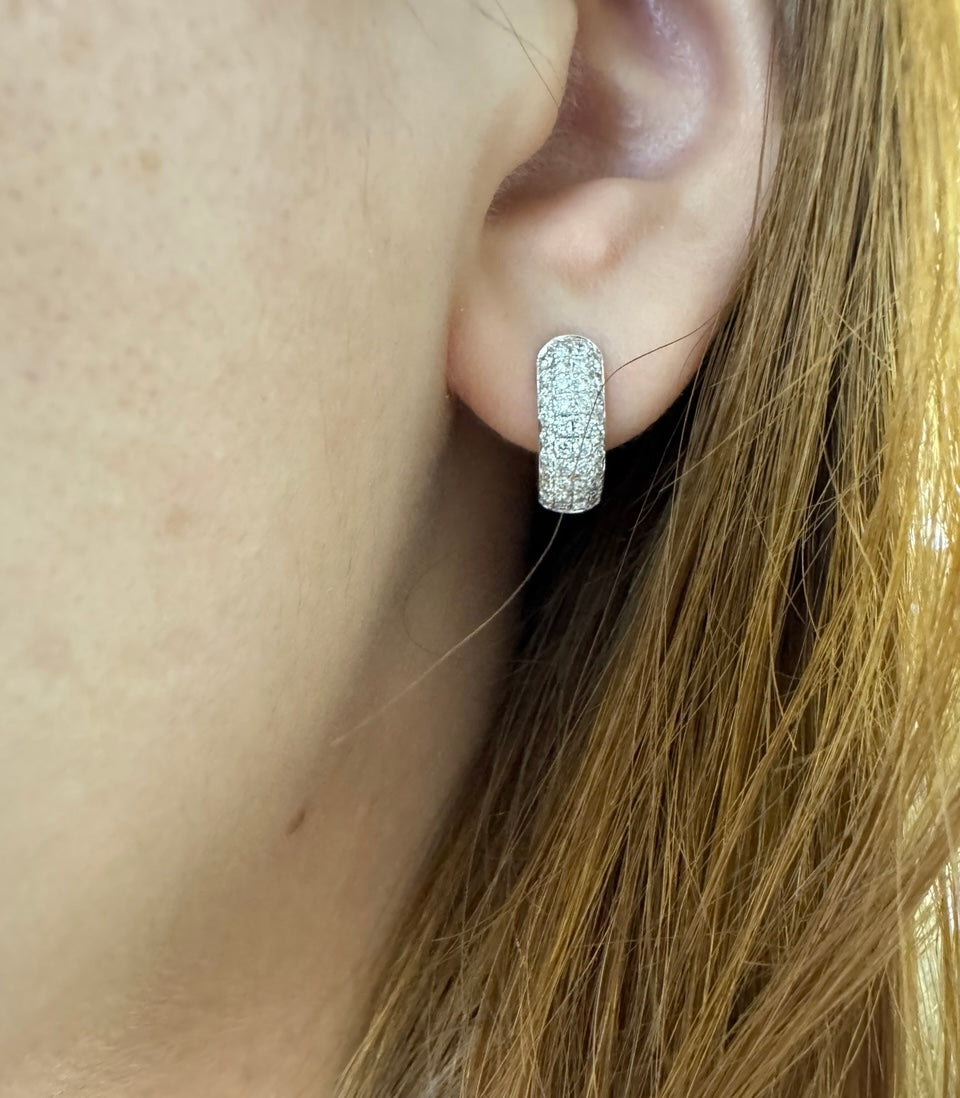 14k white gold and diamond Hoop Earrings