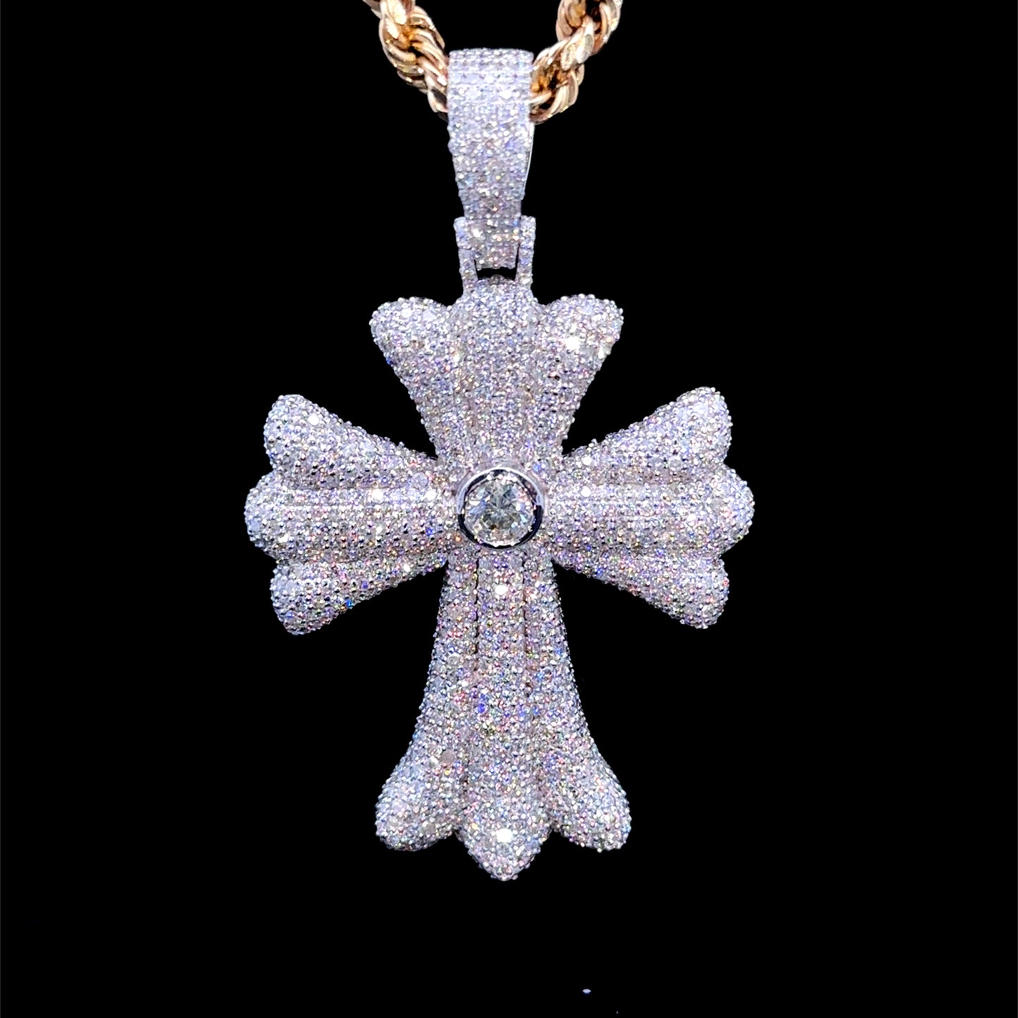 14k White gold and diamond Cross Pendant