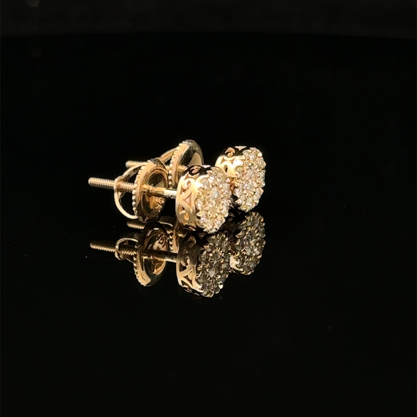 14K Yellow Gold Natural Earth Mined Diamond Earrings