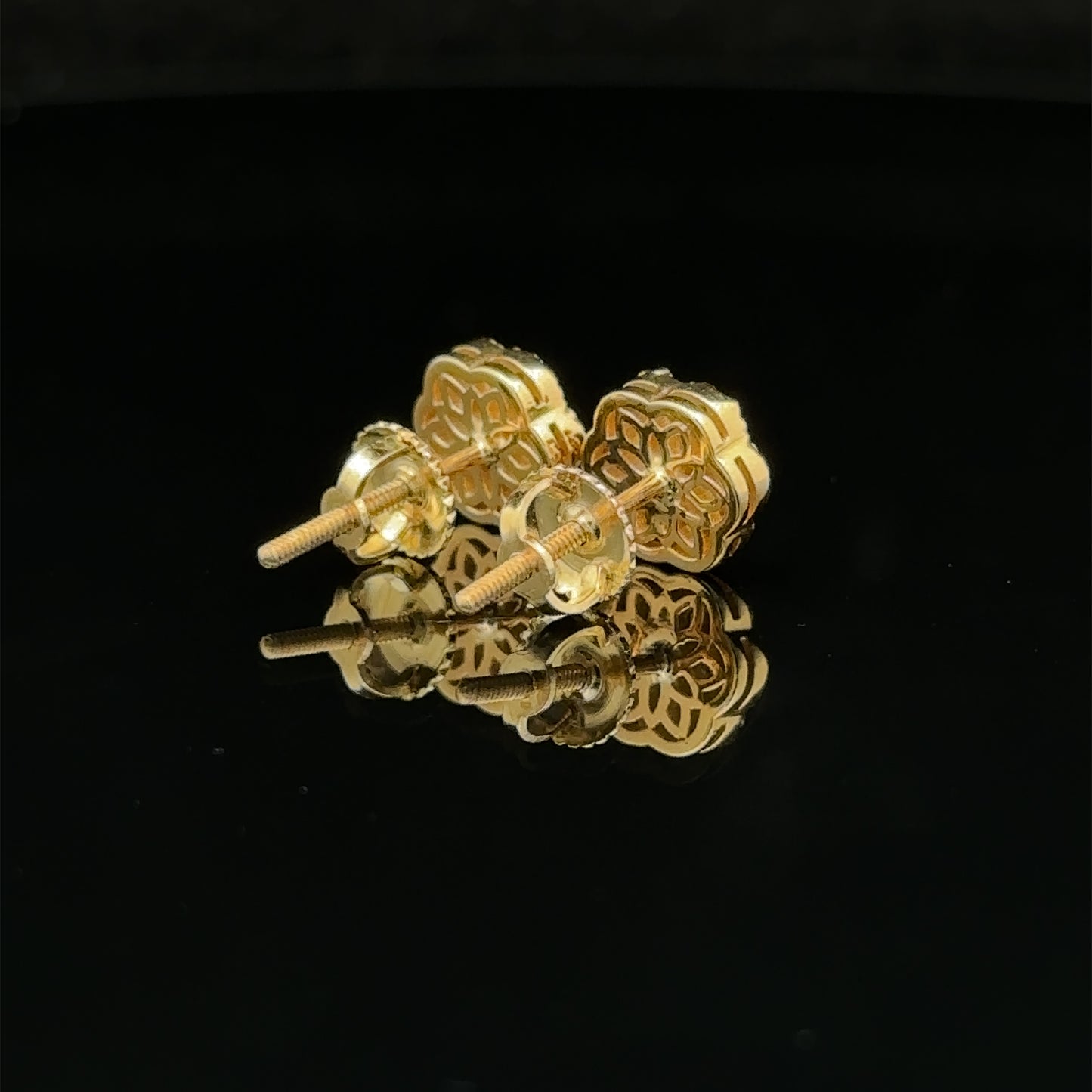 14k yellow gold and diamond flower Earrings