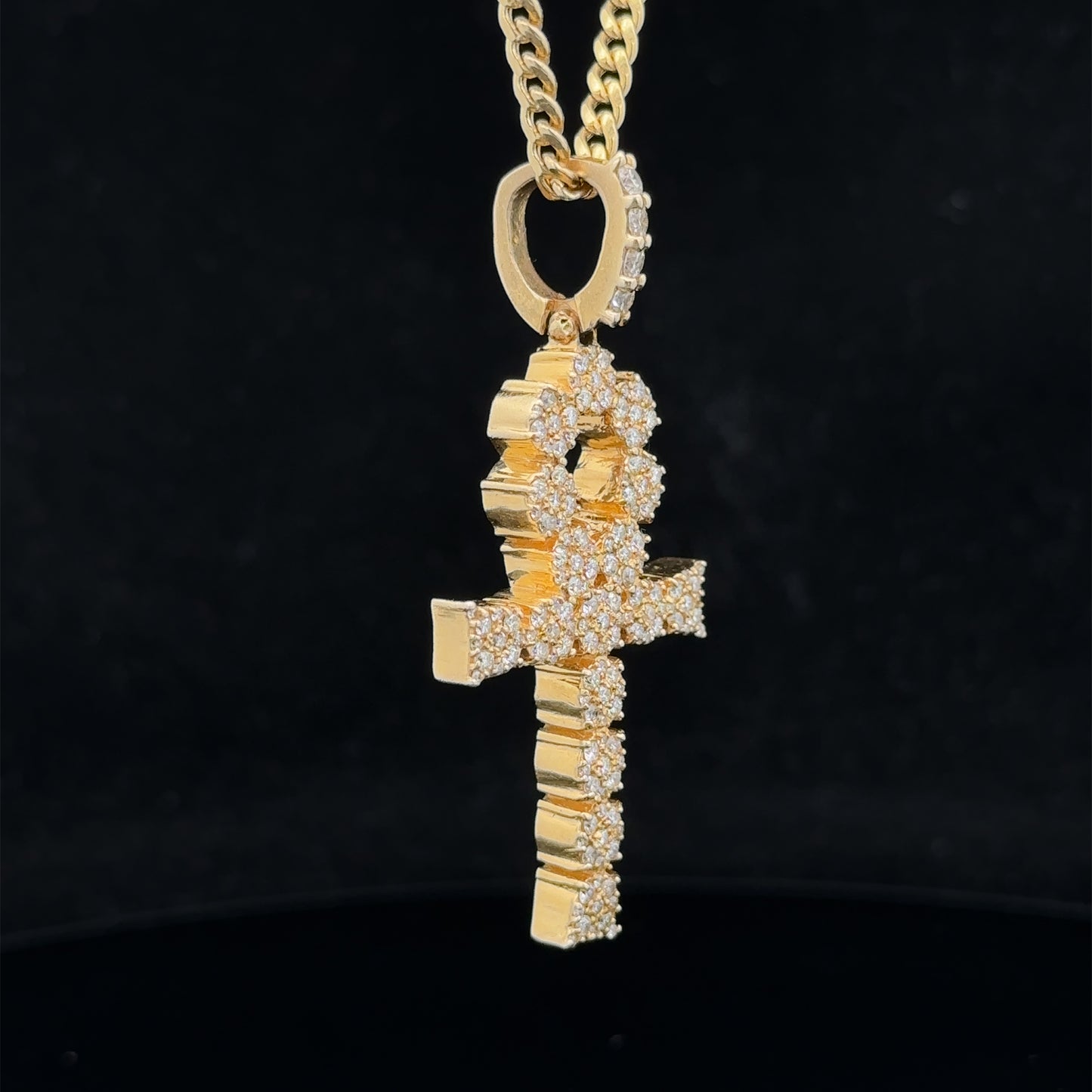 14k yellow gold and diamond Ankh Pendant