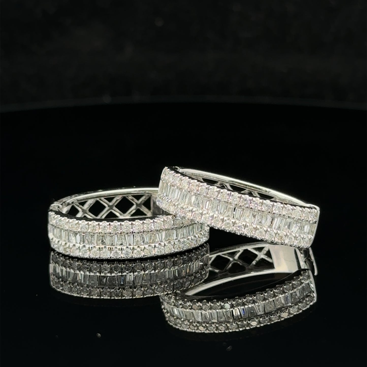 14k white gold and diamond Hoop Earrings