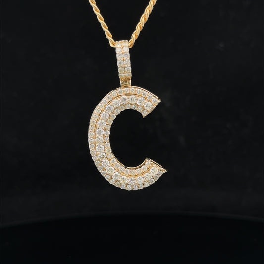 14k yellow gold & diamond C Initial Pendant