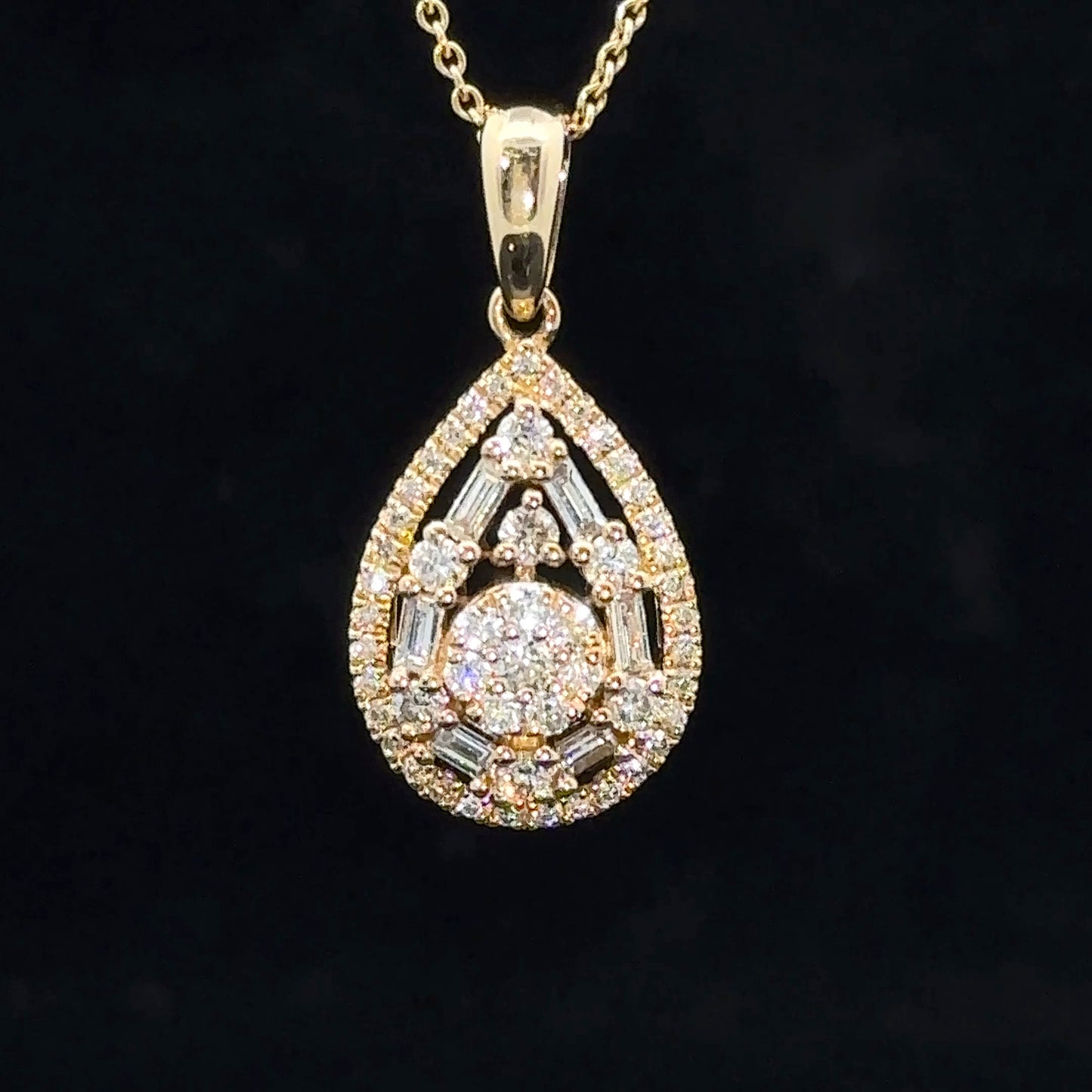 14k yellow gold and diamond Pear Shape Fancy Pendant