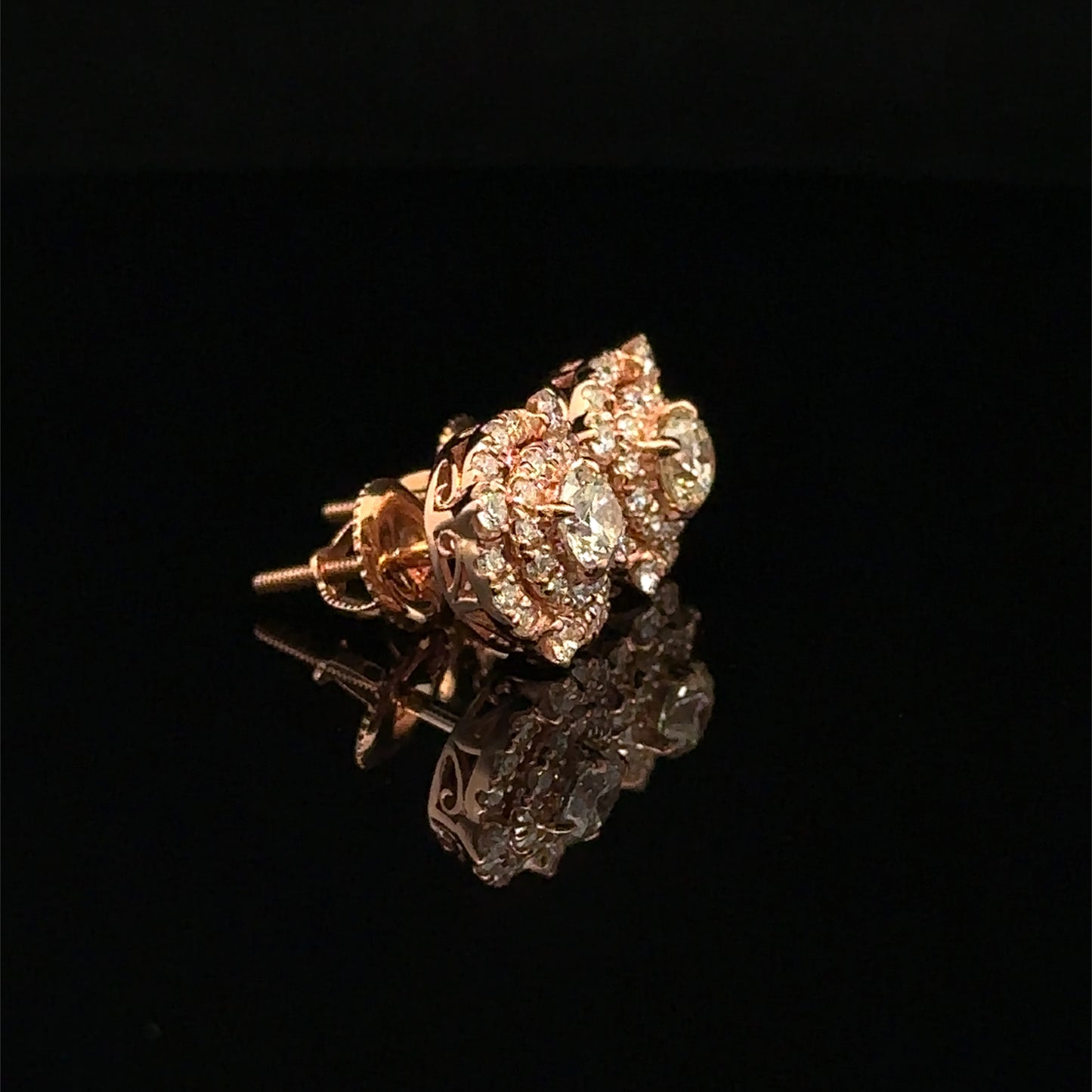 14K Rose Gold Diamond Stud Earrings – Elegant Sparkle